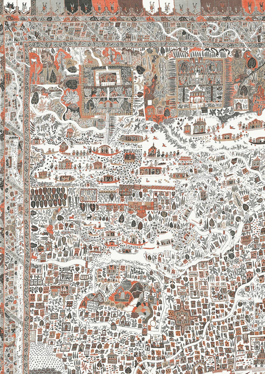 The Map Maxi Wallpaper - Satsuma Soot - Lewis & Wood - Premier Wallcovering