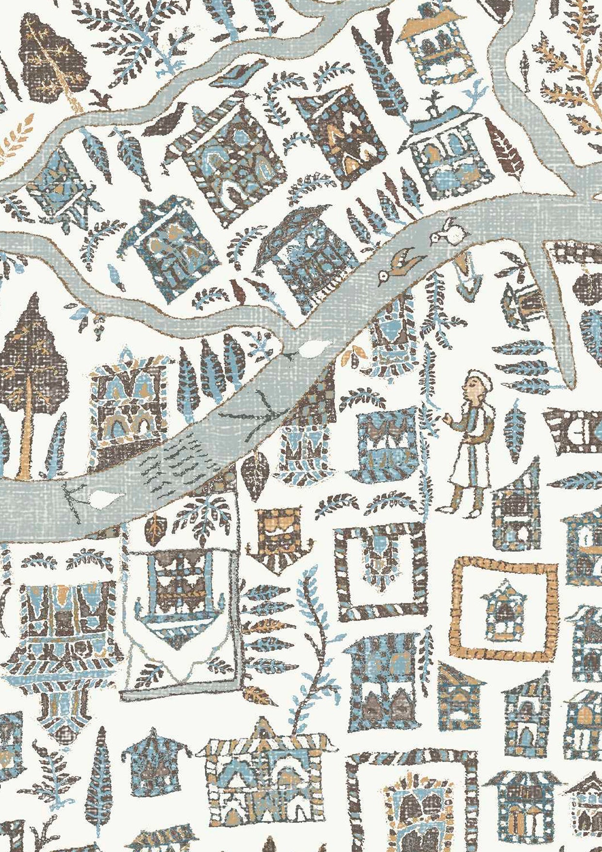 The Map Maxi Wallpaper - Aqua Vita - Lewis & Wood - Premier Wallcovering
