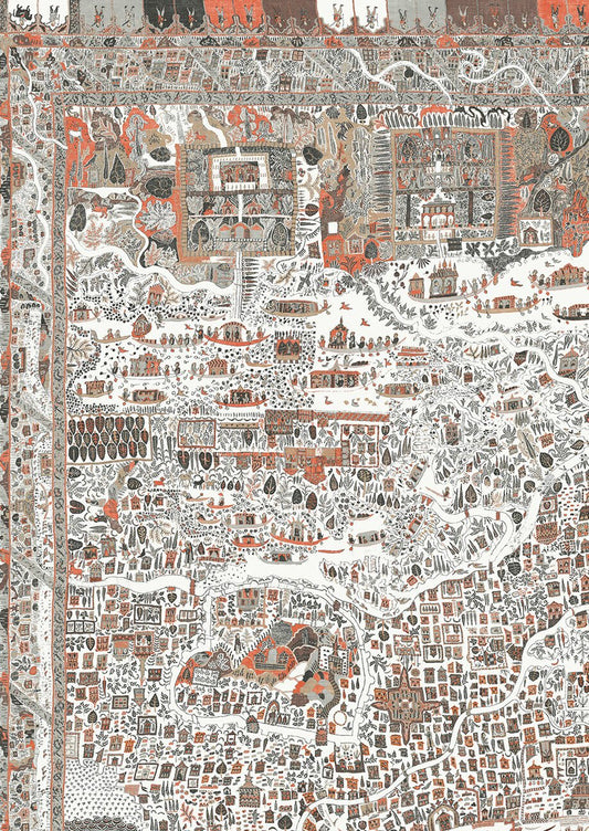 The Map Mini Wallpaper - Satsuma Soot - Lewis & Wood - Premier Wallcovering