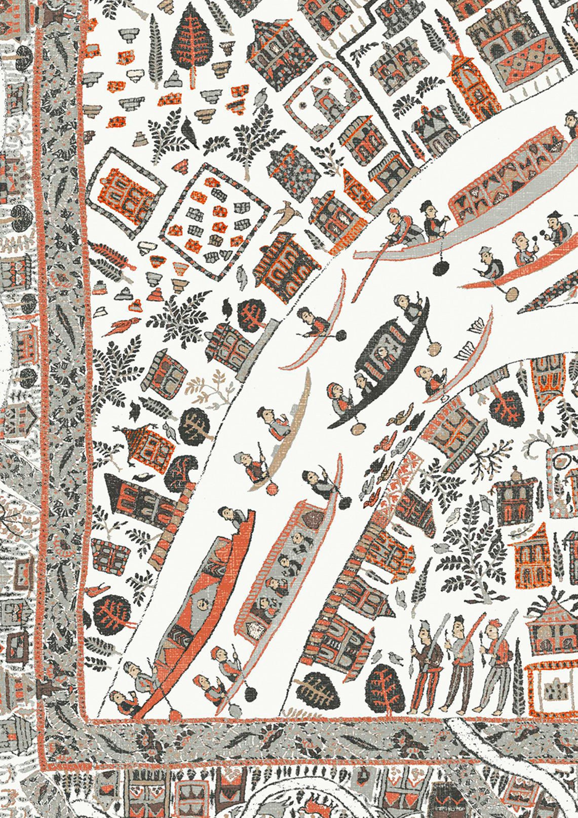 The Map Mini Wallpaper - Satsuma Soot - Lewis & Wood - Premier Wallcovering