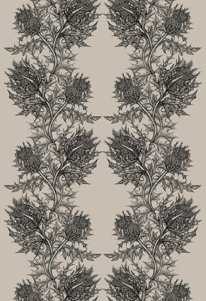 Thistle Fabric - Black - Timorous Beasties - THL/1614/02 - Premier Wallcovering