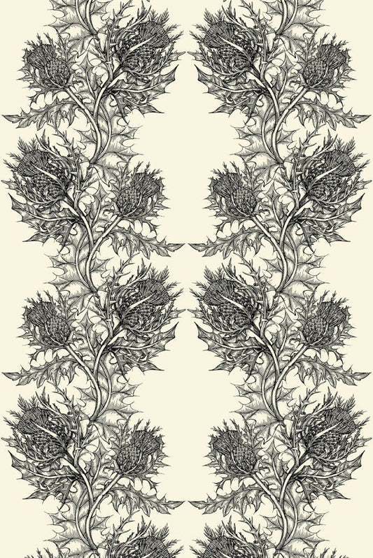 Thistle Superwide Wallpaper - Black on Ivory - Timorous Beasties - SWP/THL/IVY/01 - Premier Wallcovering
