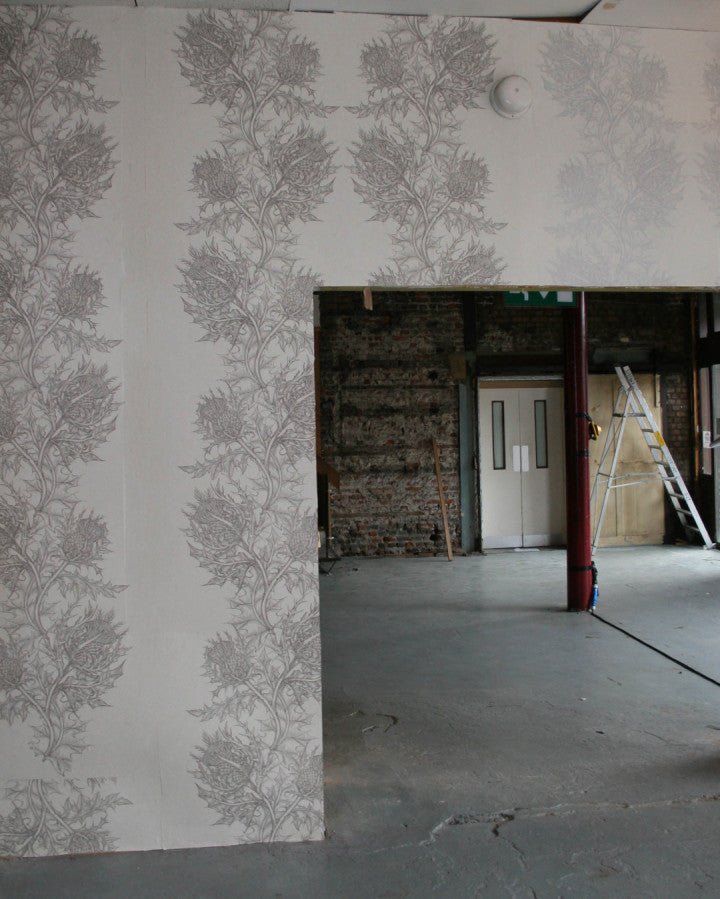 Thistle Superwide Wallpaper - Grey on Ivory - Timorous Beasties - SWP/THL/IVY/03 - Premier Wallcovering