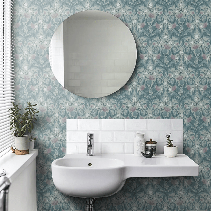 Thistle Wallpaper - Blue - Boråstapeter - 7204 - Premier Wallcovering