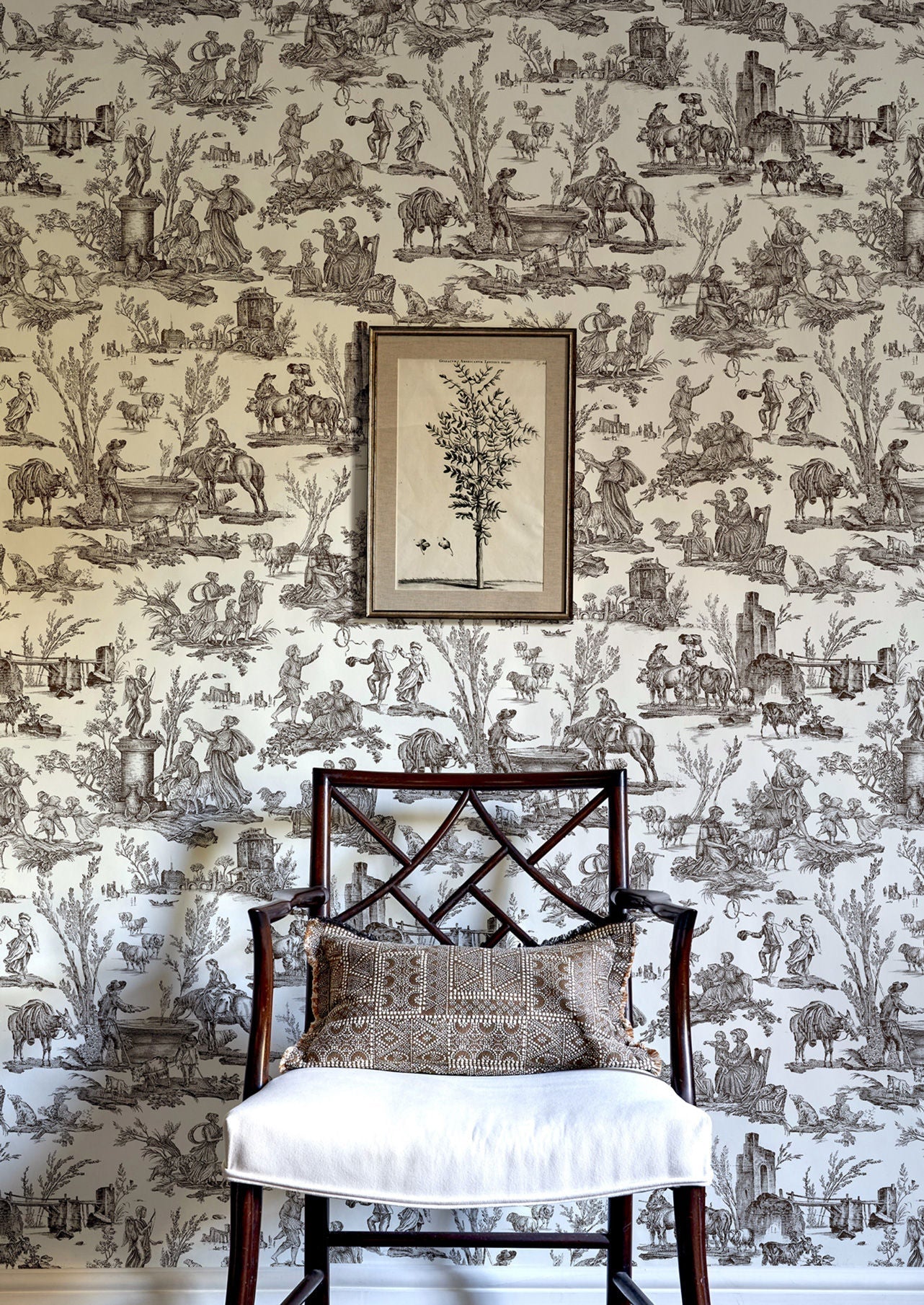 Toile Baptiste Wallpaper - Douce Noir - Lewis & Wood - Premier Wallcovering