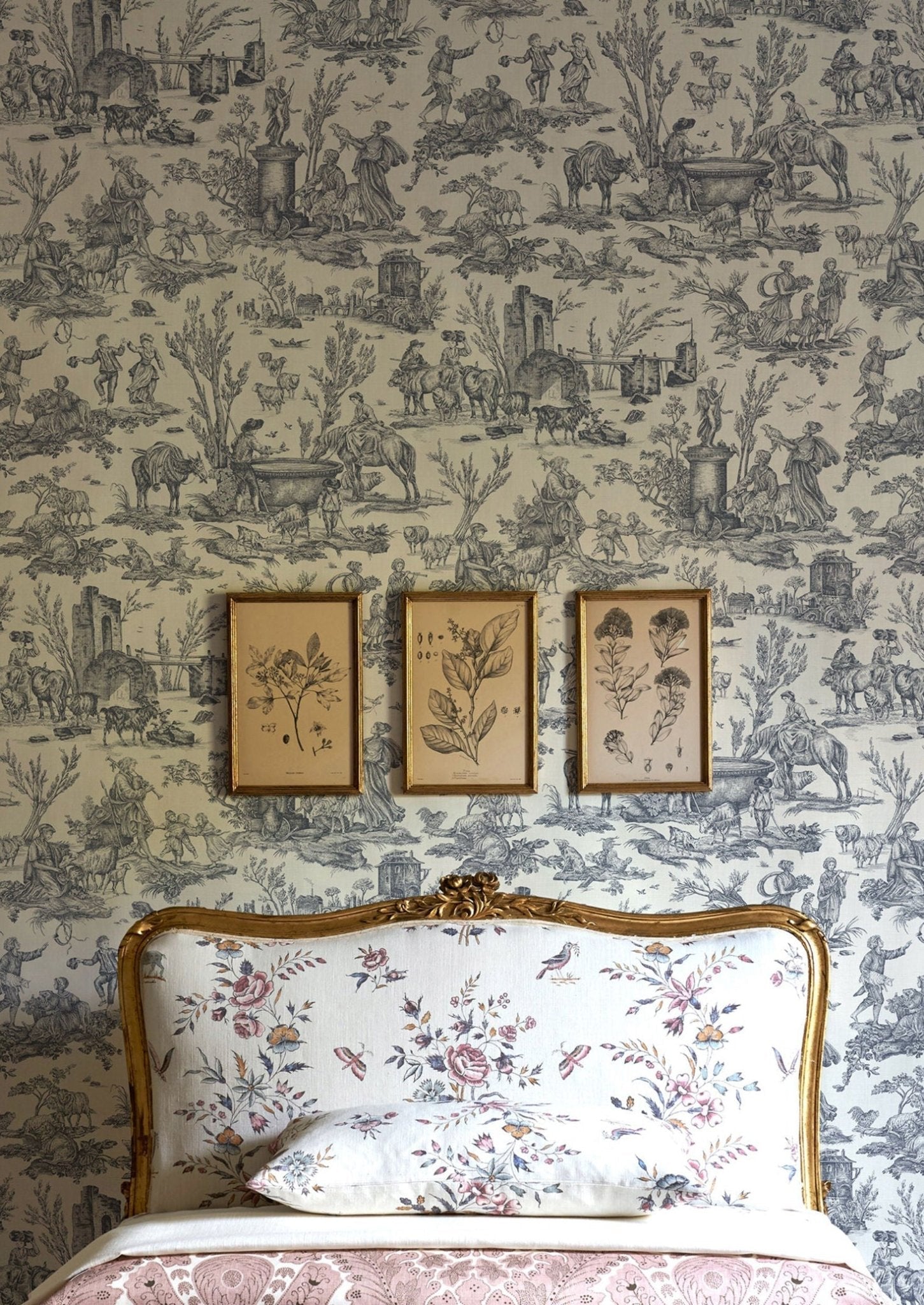 Toile Baptiste Wallpaper - Celeste - Lewis & Wood - Premier Wallcovering