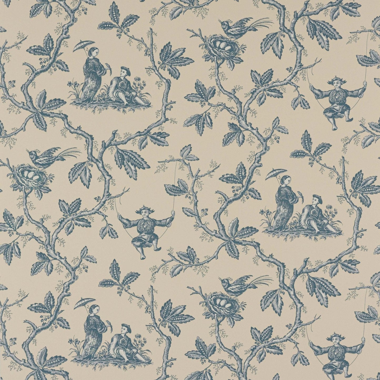 Toile Chinoise Wallpaper - Blue - Colefax & Fowler - W7017 - 02