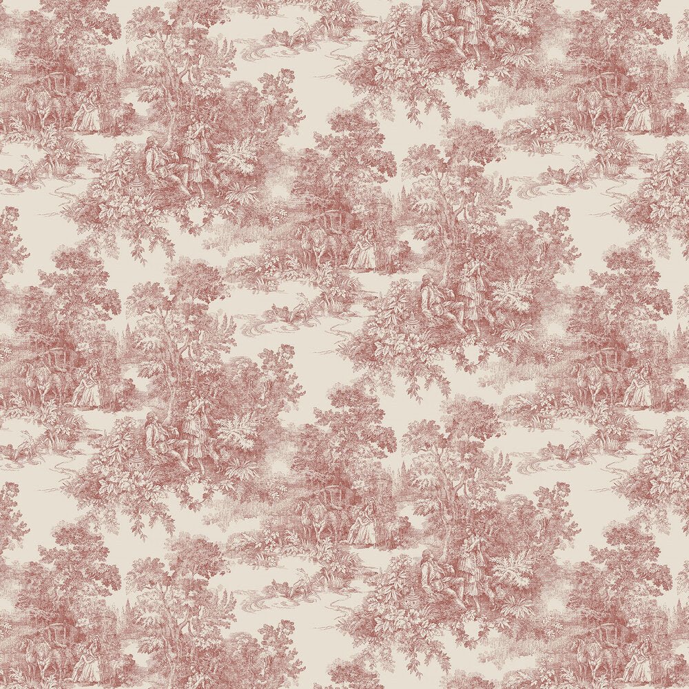 Toile de Jouy Wallpaper - Red - Boråstapeter - 7768 - Premier Wallcovering