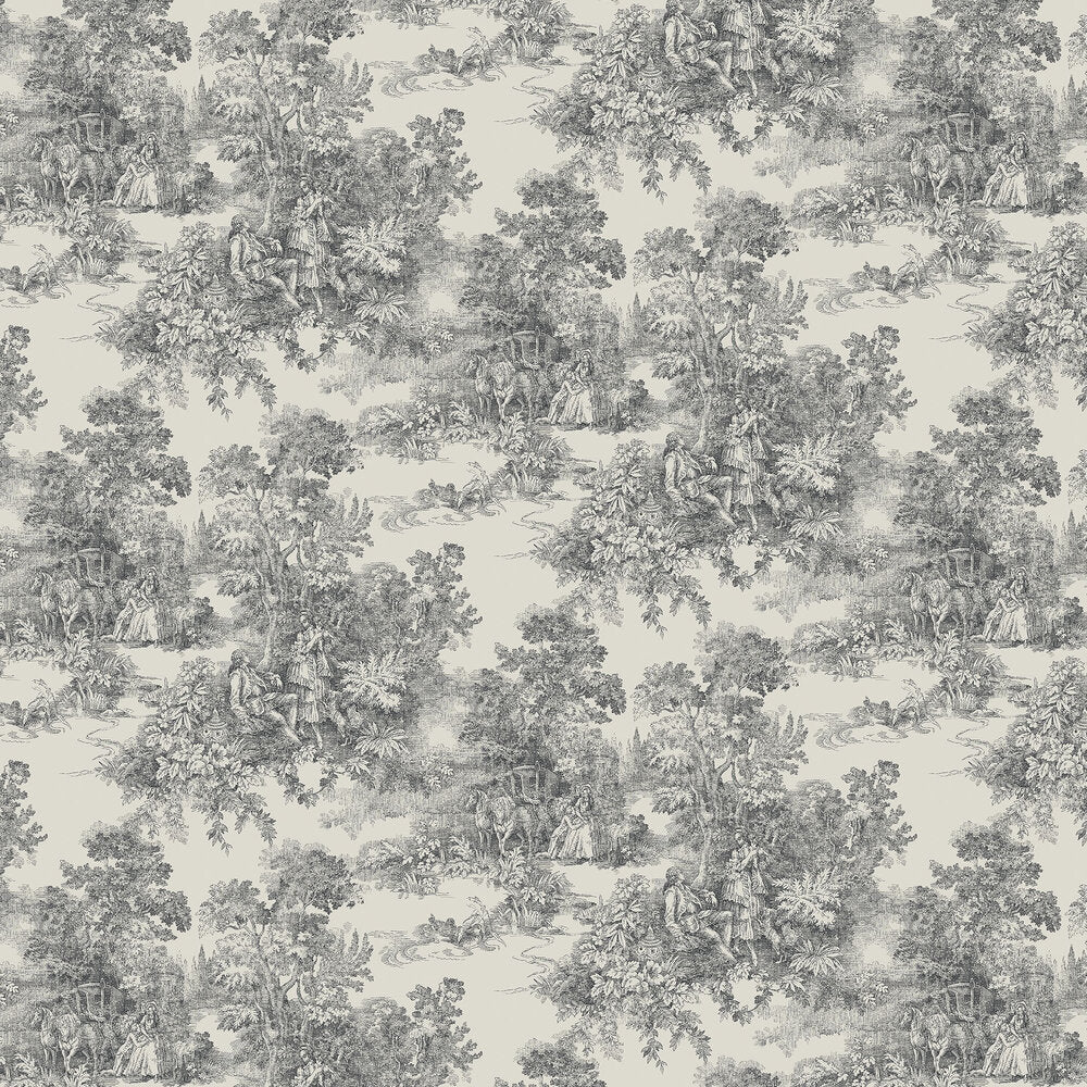 Toile de Jouy Wallpaper - Grey - Boråstapeter - 7766 - Premier Wallcovering