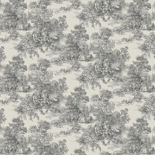 Toile de Jouy Wallpaper - Grey - Boråstapeter - 7766 - Premier Wallcovering