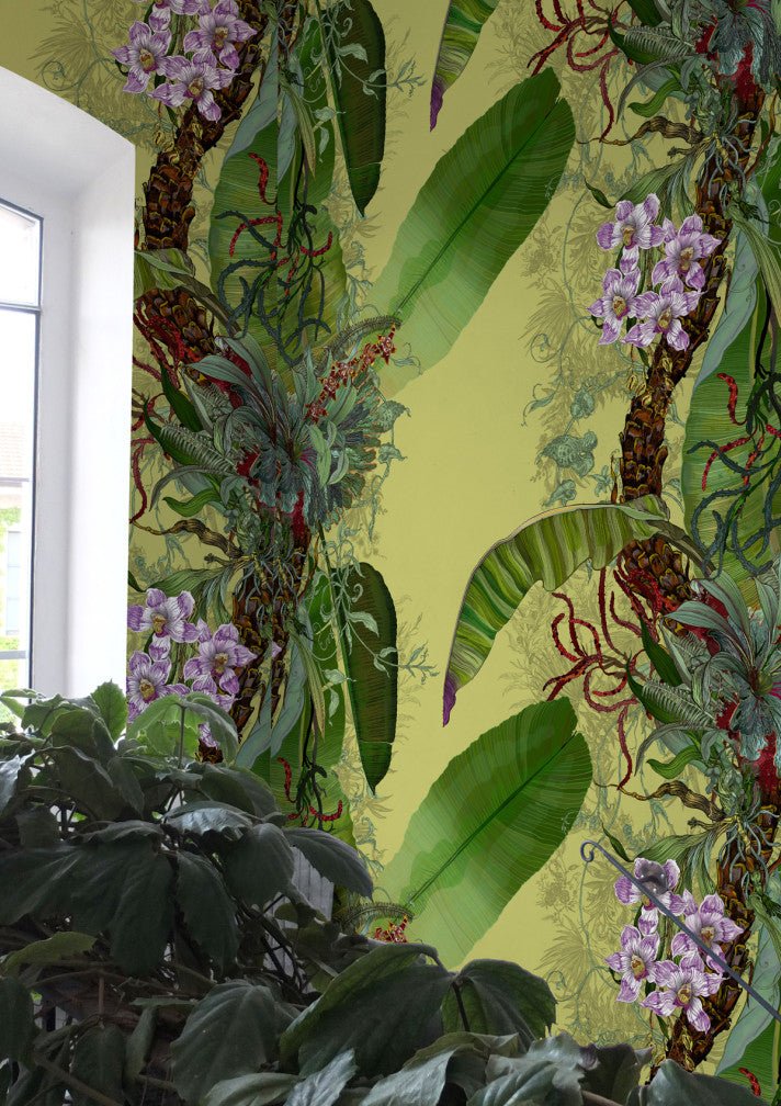 Topical Tropical Superwide Wallpaper - Light Lime - Timorous Beasties - DWN/TOPT/OBRN/02 - Premier Wallcovering