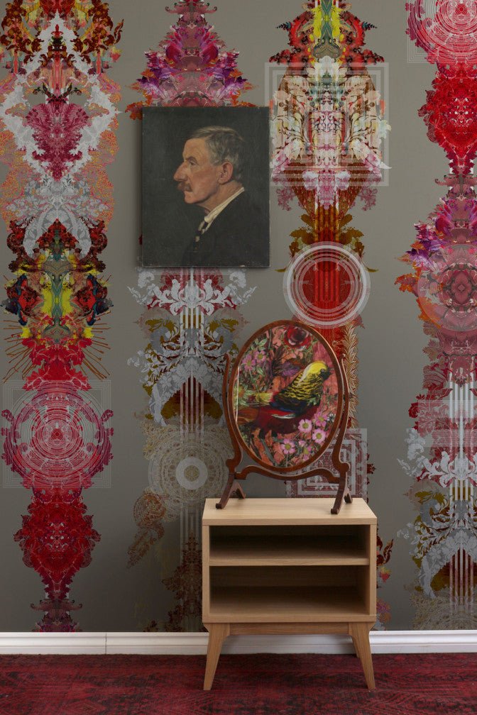 Totem Damask Wallpaper - Cardinal Red - Timorous Beasties - ROR/TTD/MATT/05 - Premier Wallcovering