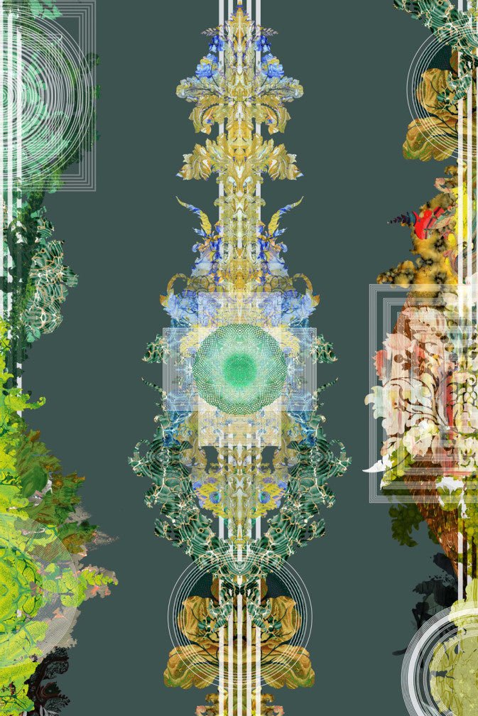 Totem Damask Wallpaper - Pine Forest Green - Timorous Beasties - ROR/TTD/MATT/09 - Premier Wallcovering