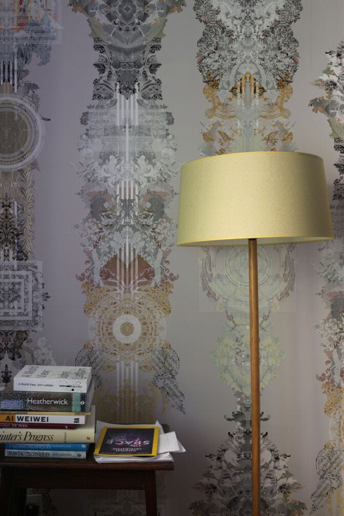 Totem Damask Wallpaper - Gilded Grey - Timorous Beasties - ROR/TTD/MATT/01 - Premier Wallcovering