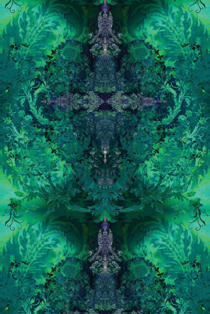 Tourmaline Damask Velvet Fabric - Green - Timorous Beasties - DIGI/TDAM/40108/01 - Premier Wallcovering