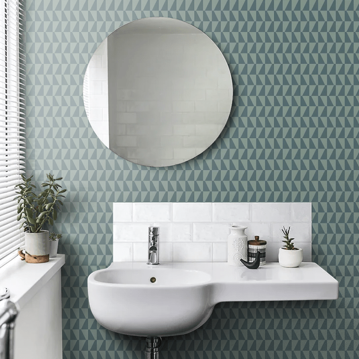 Trapez Wallpaper - Teal - Boråstapeter - 1995 - Premier Wallcovering