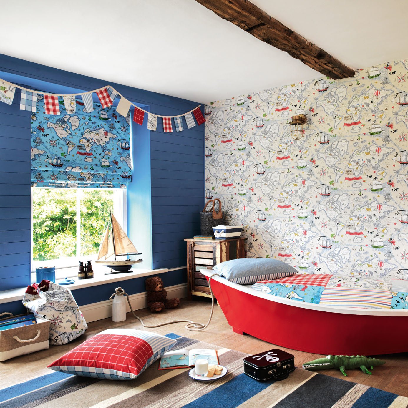 Treasure Map Wallpaper - Sea Blue - Sanderson - DLIT214038