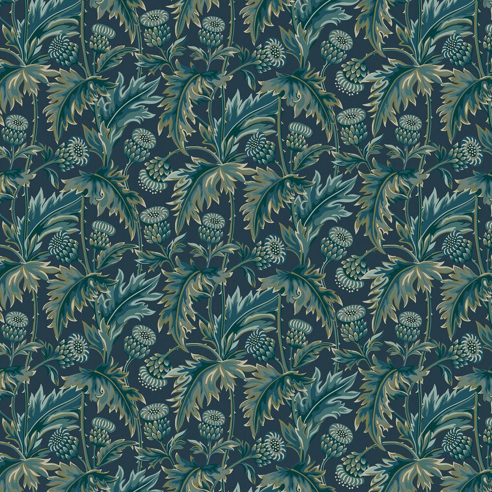 Treasured Thistle Wallpaper - Blue - Boråstapeter - 2273 - Premier Wallcovering