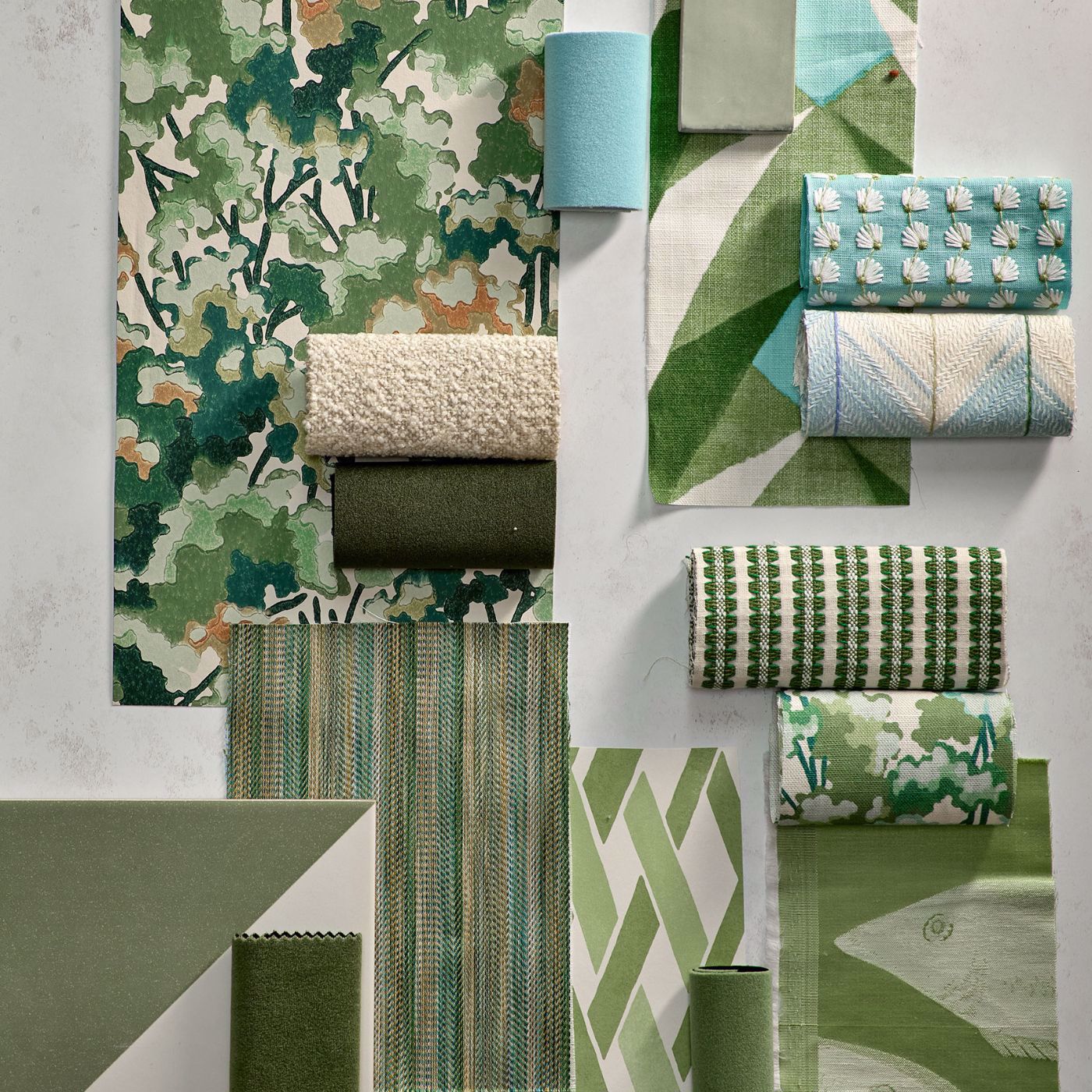 Tree Tops Wallpaper - Forest/Clay/Evergreen - HRTW113120 - Harlequin - Premier Wallcovering