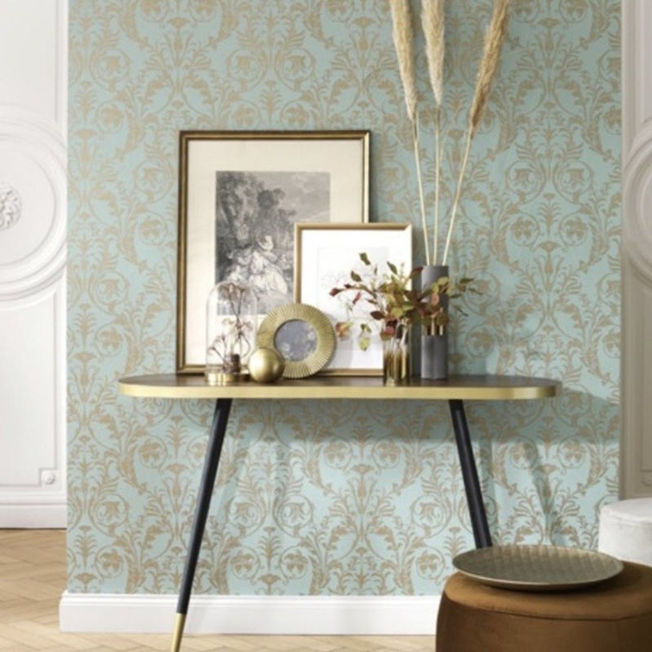 Trianon Montsegur Wallpaper - Cuivre And Blue - Casadeco - 86026564 - Premier Wallcovering