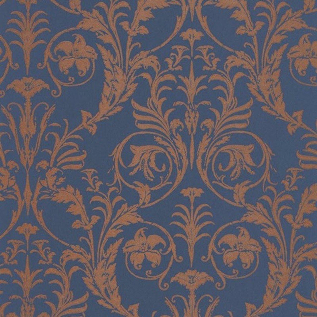 Trianon Montsegur Wallpaper - Cuivre And Blue - Casadeco - 86026564 - Premier Wallcovering