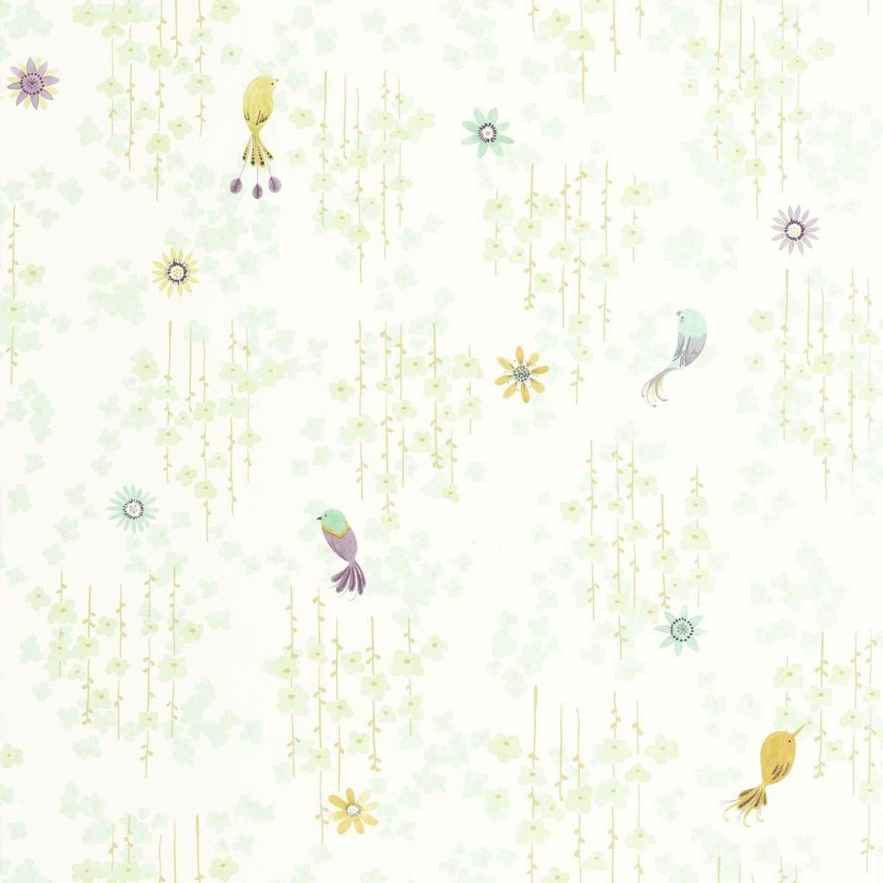 Tropical Birds Once Upon A Time Wallpaper - Vert Amande - Casadeco - 200787117 - Premier Wallcovering