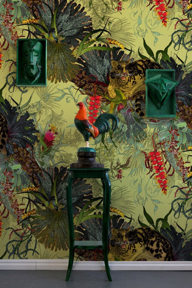 Tropical Clouded Leopard Superwide Wallpaper - Light Lime - Timorous Beasties - DWN/TCLO/OBRN/02 - Premier Wallcovering