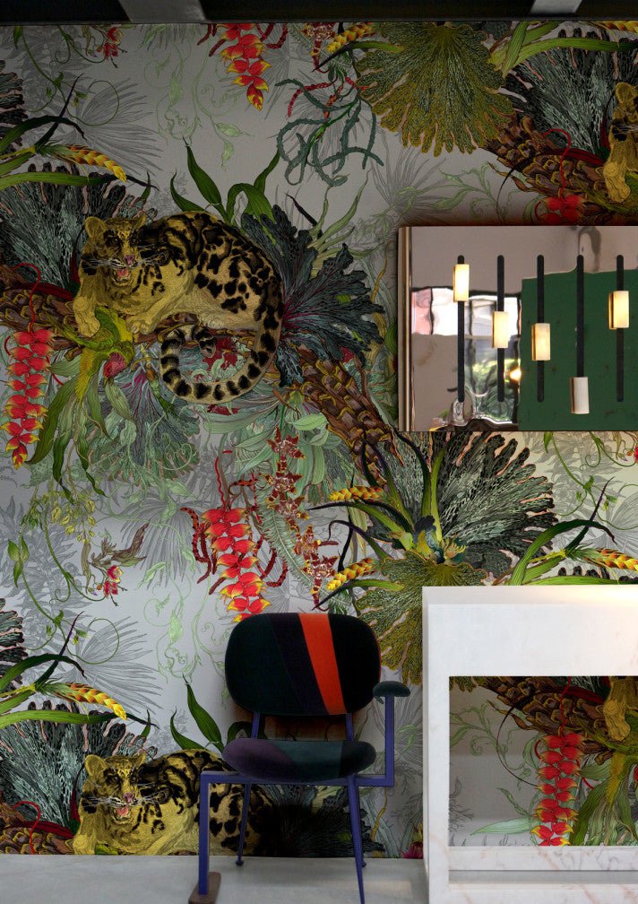 Tropical Clouded Leopard Superwide Wallpaper - Grey - Timorous Beasties - DWN/TCLO/OBRN/03 - Premier Wallcovering