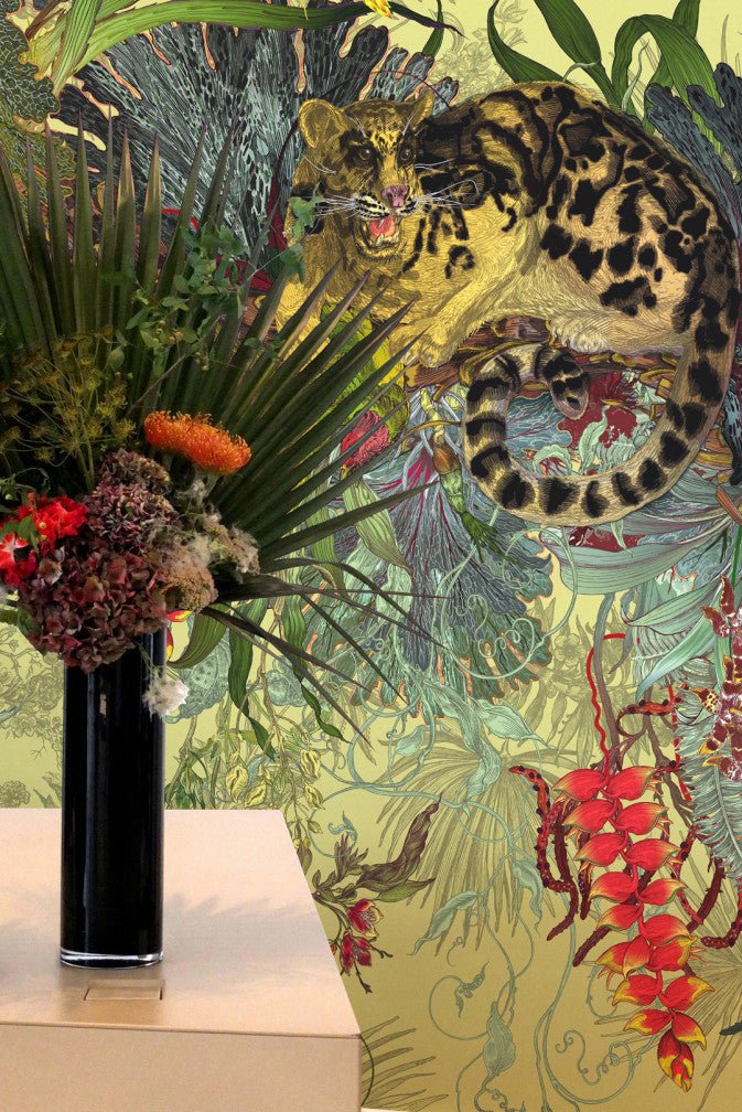 Tropical Clouded Leopard Superwide Wallpaper - Light Lime - Timorous Beasties - DWN/TCLO/OBRN/02 - Premier Wallcovering