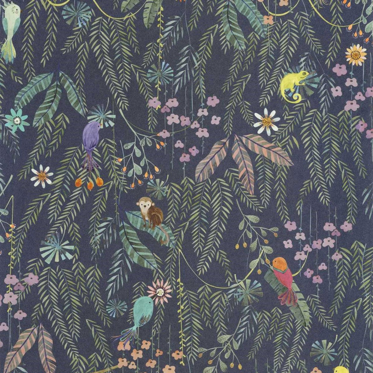 Tropical Forest Once Upon A Time Wallpaper - Multico Fond Encre - Casadeco - 200756909 - Premier Wallcovering