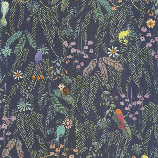 Tropical Forest Once Upon A Time Wallpaper - Multico Fond Encre - Casadeco - 200756909 - Premier Wallcovering