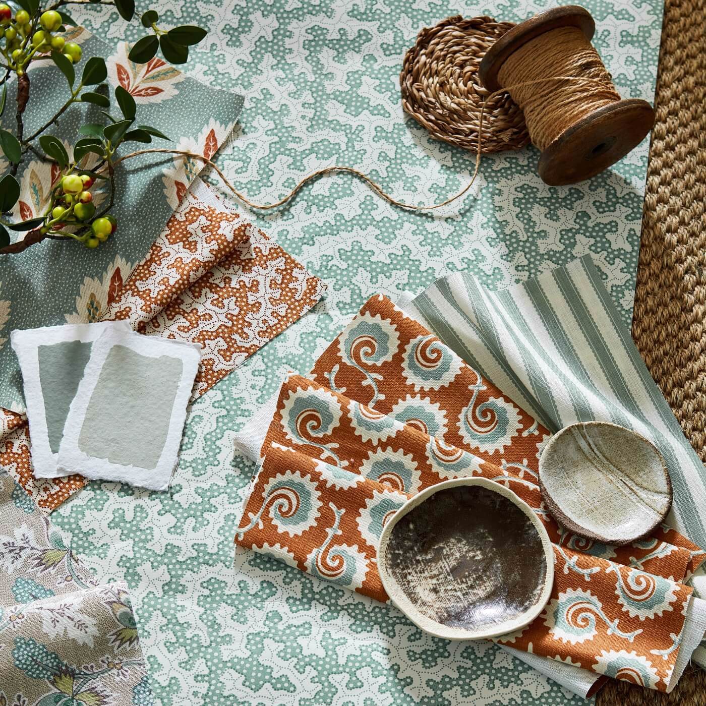 Truffle Wallpaper - Blue Clay - DABW217241 - Sanderson