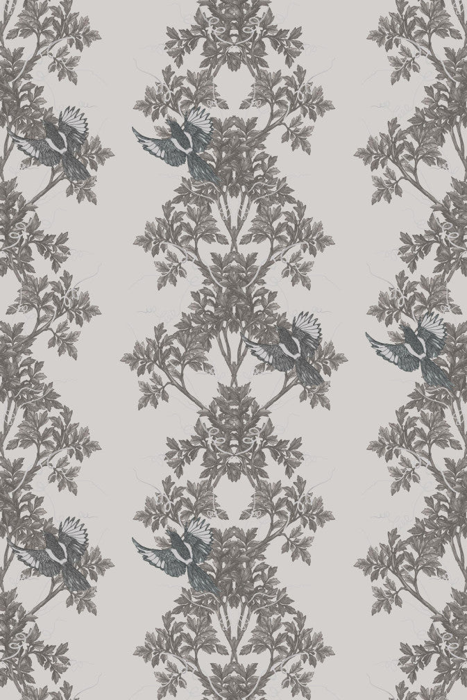 Two In A Bush Wallpaper - Grey - Timorous Beasties - HRN/TWB/4008/01 - Premier Wallcovering