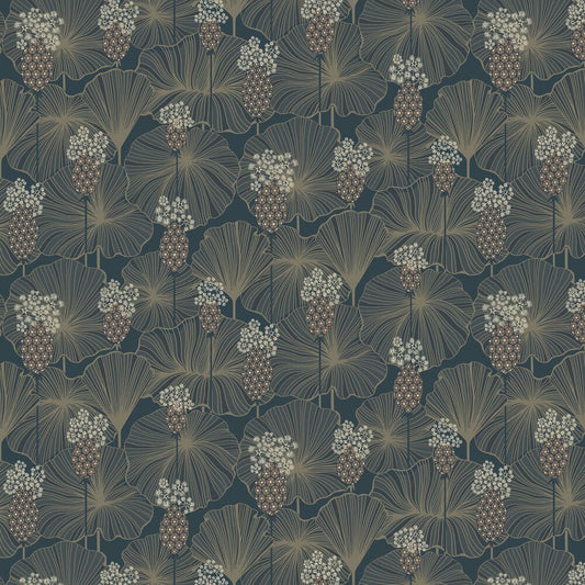 Umbrella Leaves Wallpaper - Indigo - Boråstapeter - 3118 - Premier Wallcovering