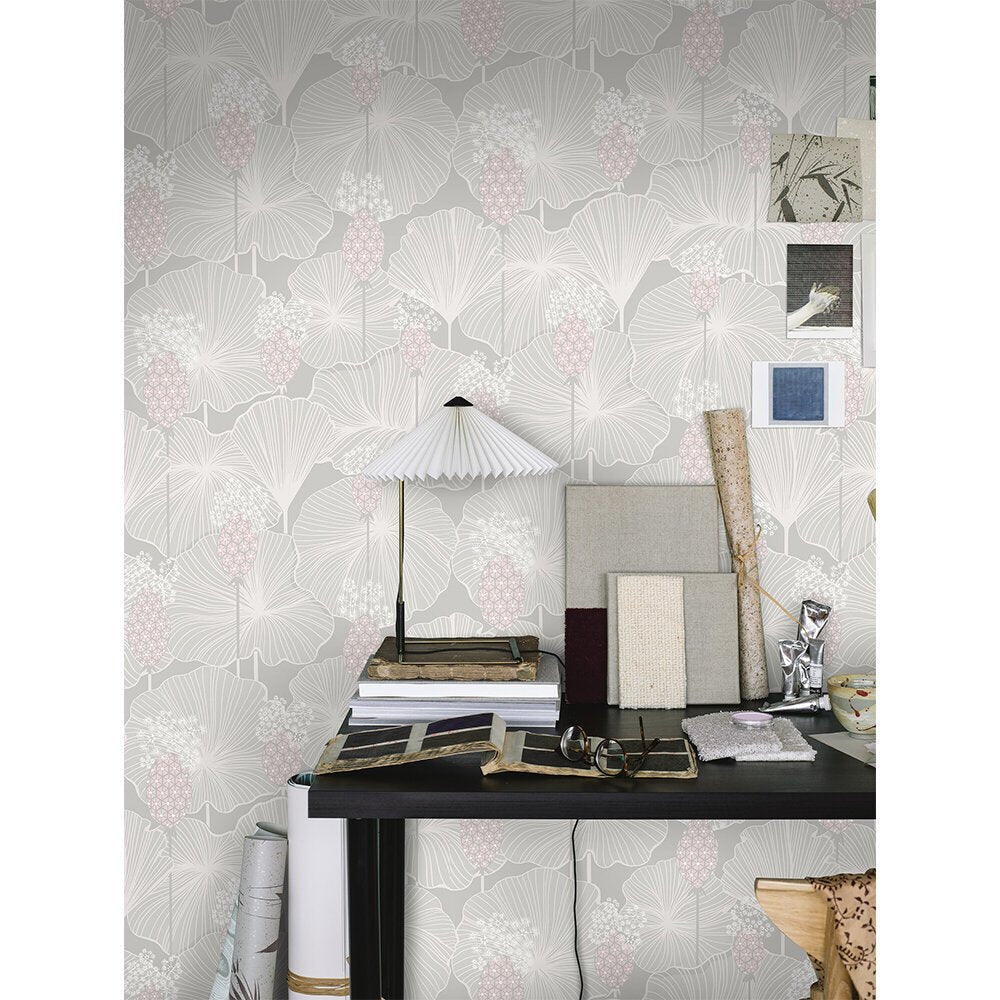 Umbrella Leaves Wallpaper - Light Grey - Boråstapeter - 3120 - Premier Wallcovering
