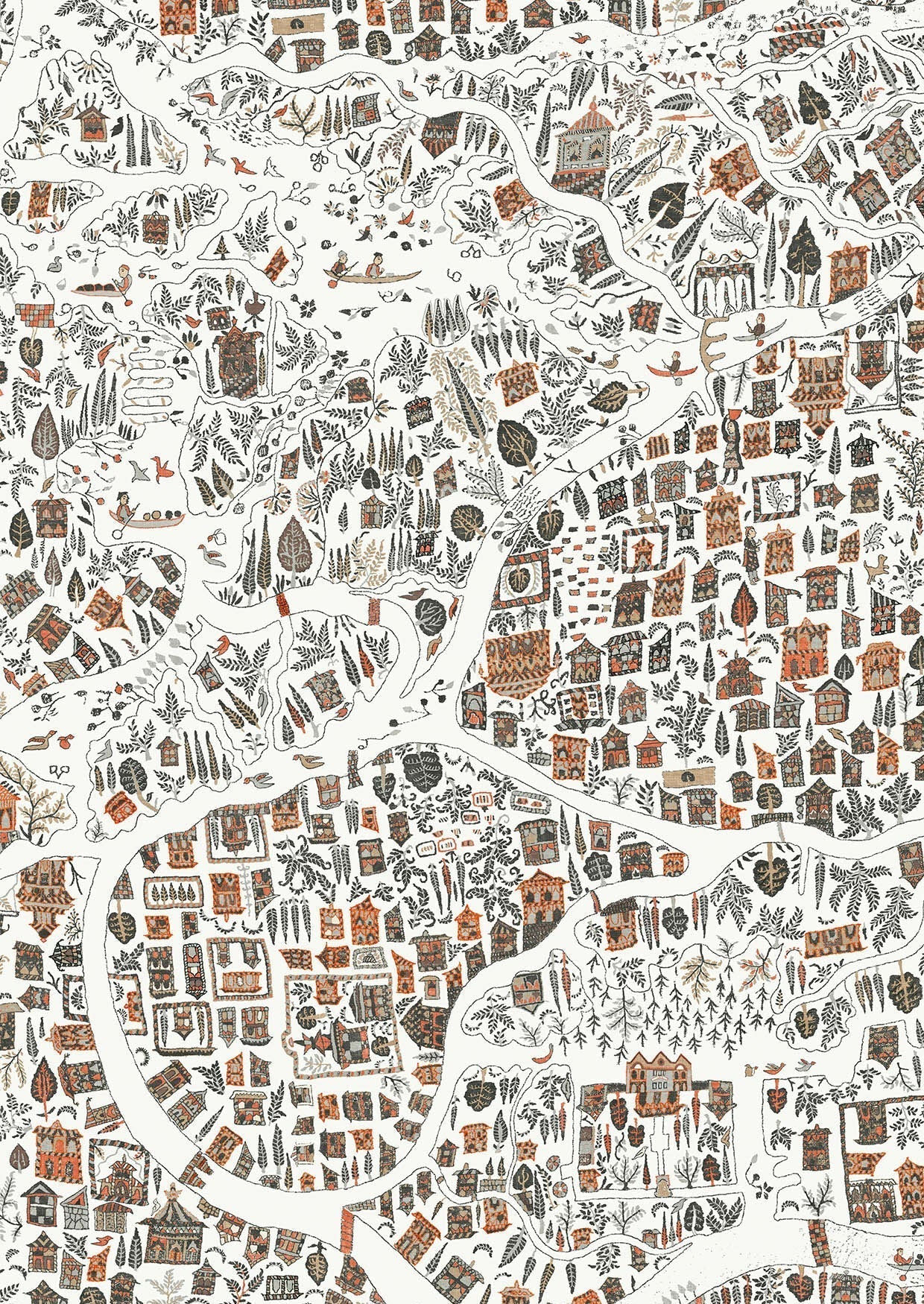 Utopia Wallpaper - Satsuma Soot - Lewis & Wood - Premier Wallcovering