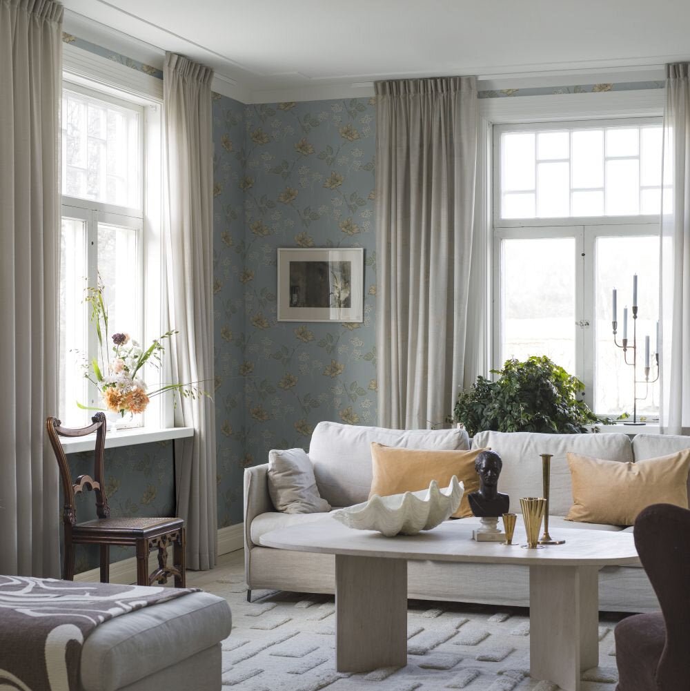 Valborg Wallpaper - Blue - Boråstapeter - 5500 - Premier Wallcovering