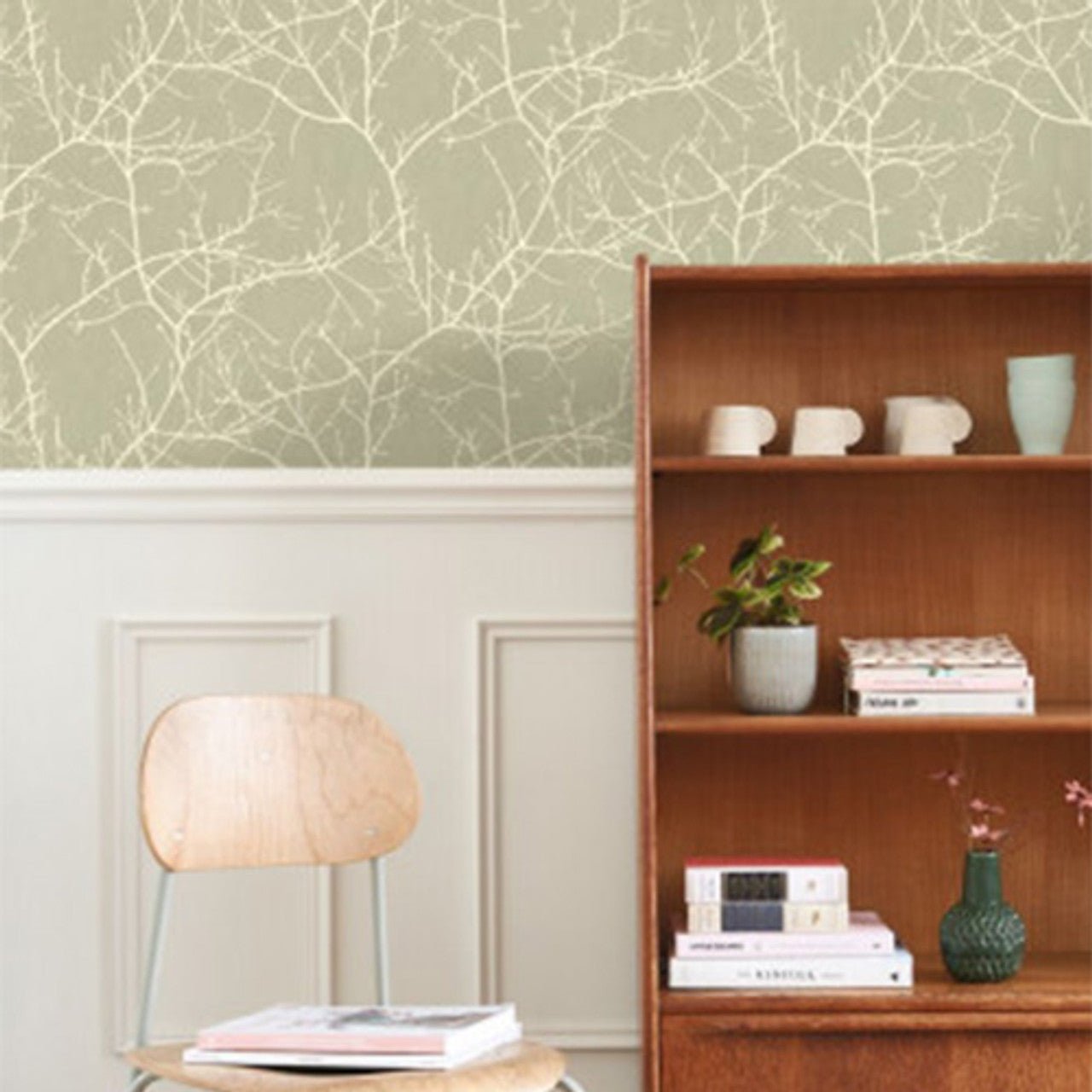 Vancouver Riverside Wallpaper - Vert Lichen - Casadeco - 89537200 - Premier Wallcovering