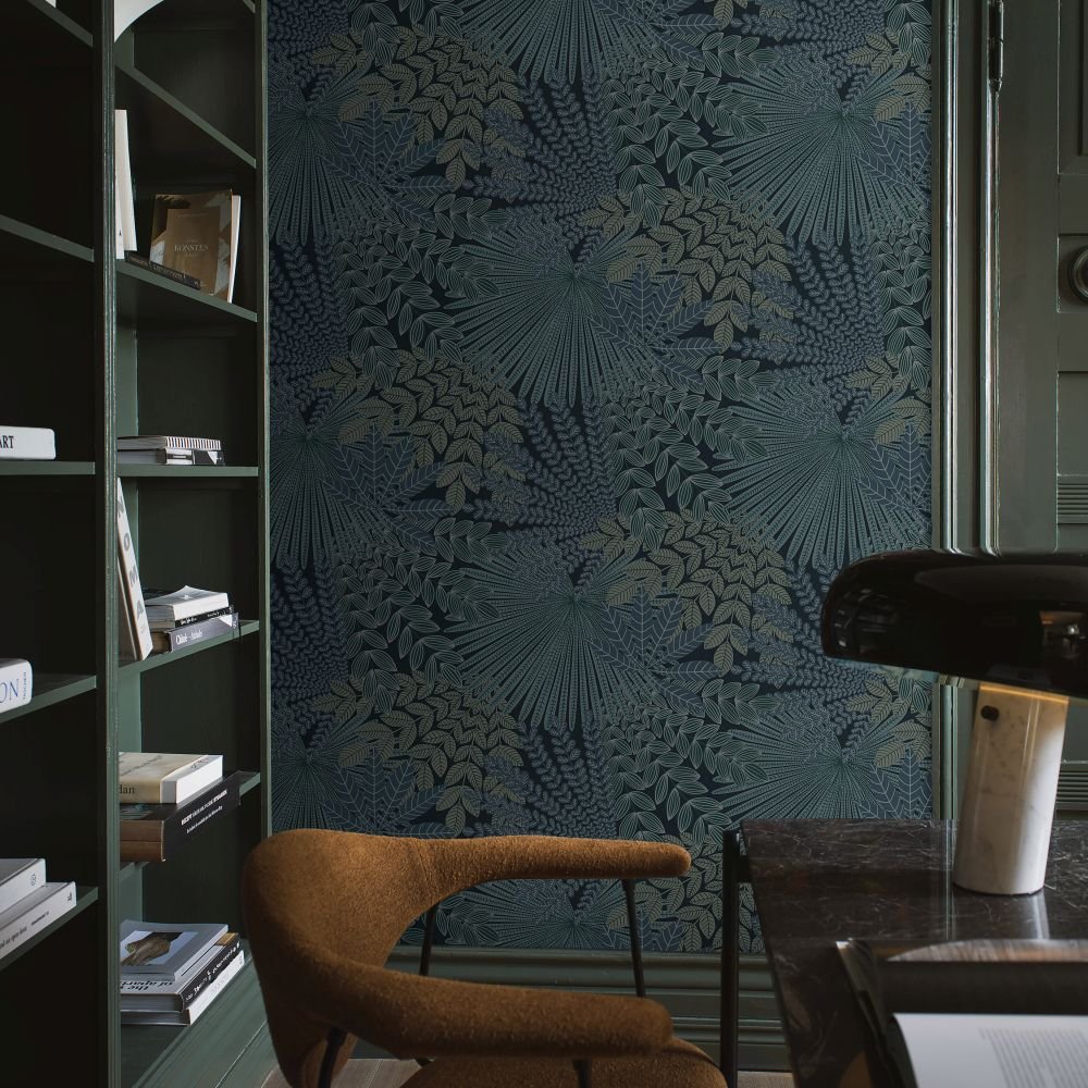 Velvet Leaves Wallpaper - Blue - Boråstapeter - 2261 - Premier Wallcovering