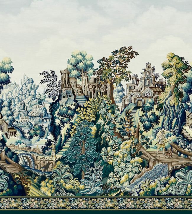 Verdure Tapestry Wallpaper - Viridian, Teal, Ink & Chartreuse - 118/17038 - Cole & Son - Premier Wallcovering