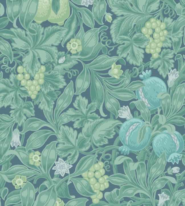 Vines of Pomona Wallpaper - Teal & Viridian on Denim - 116/2006 - Cole & Son - Premier Wallcovering