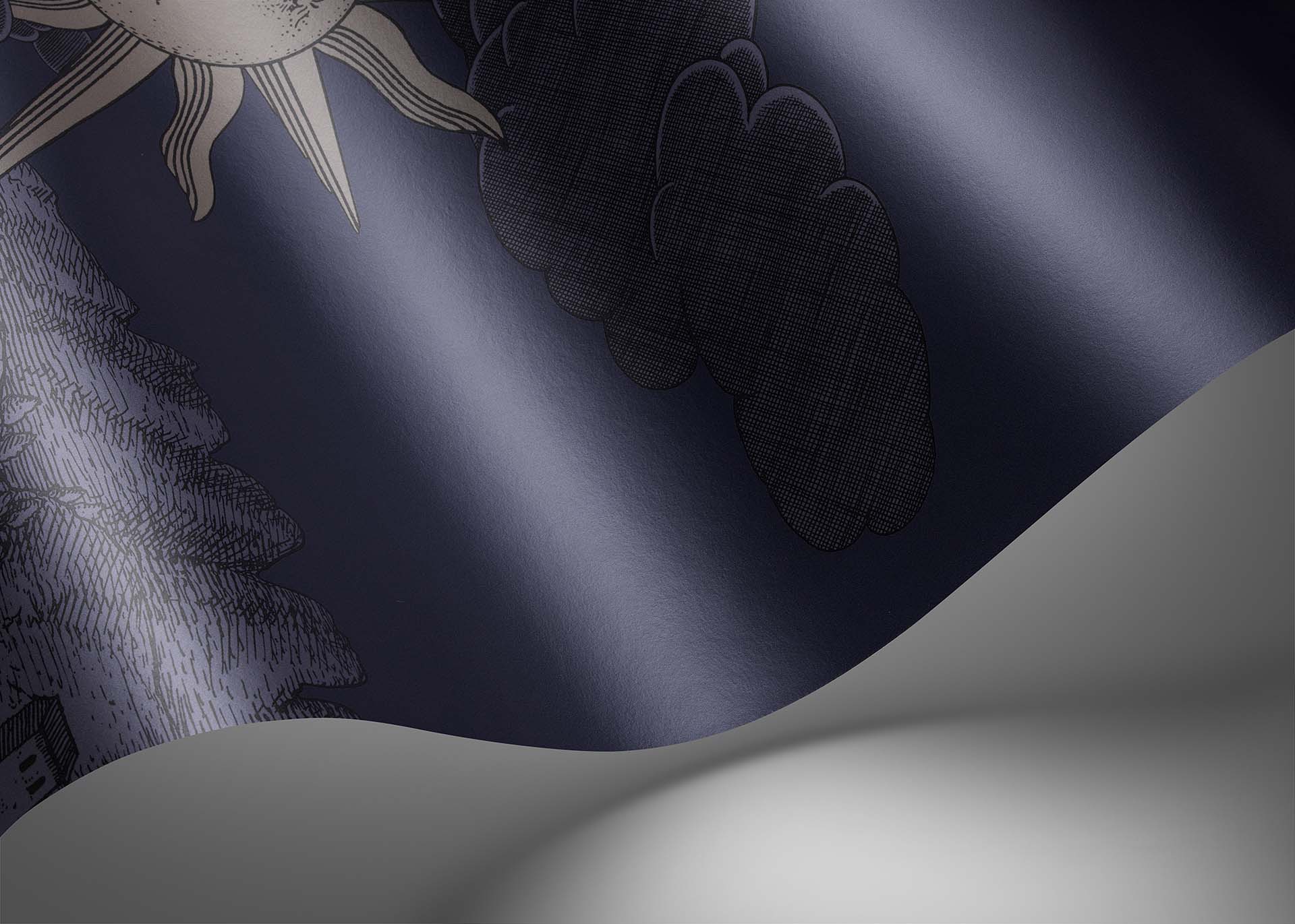 Vista Mediterranea Wallpaper - Midnight with Gilver Sun - 123/3013 - Cole & Son - Premier Wallcovering