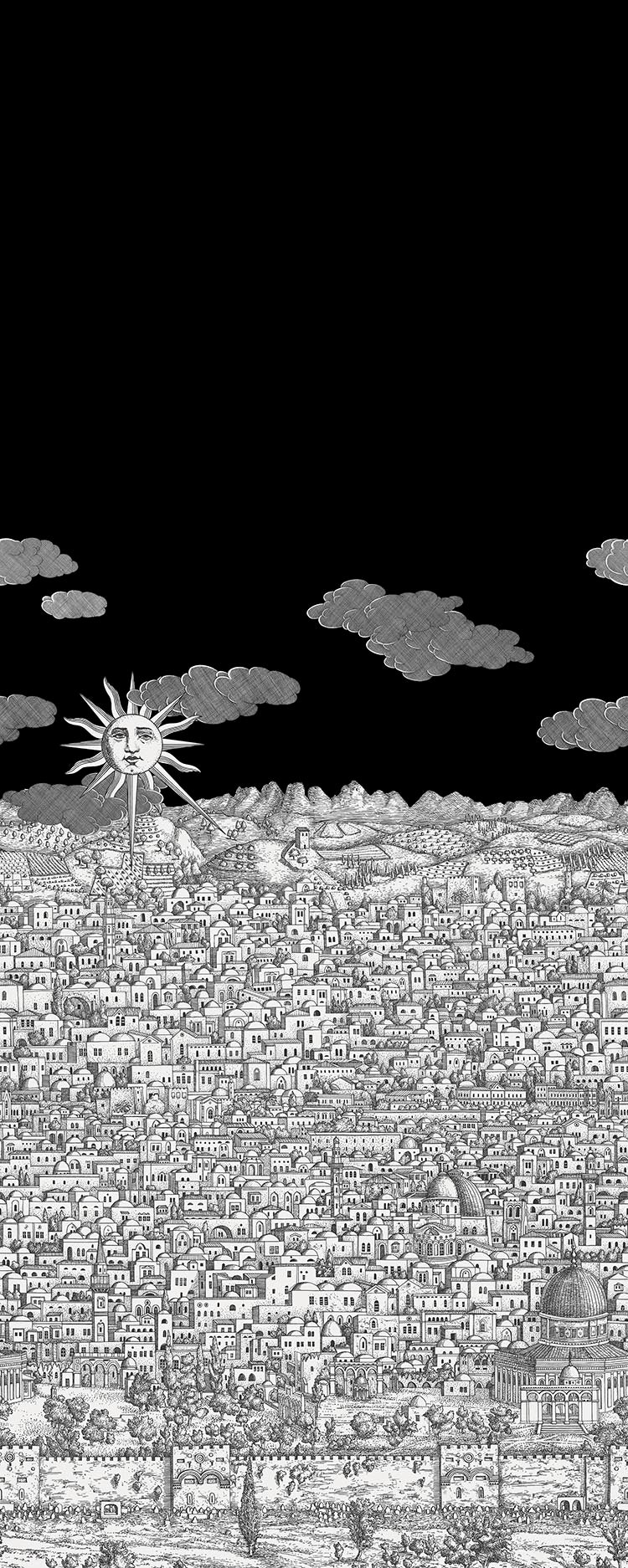 Vista Mediterranea Wallpaper - Charcoal Sky - 123/3012 - Cole & Son - Premier Wallcovering