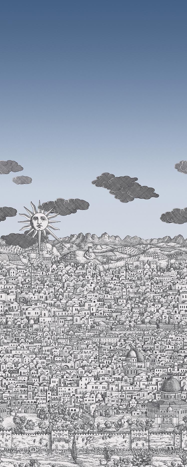 Vista Mediterranea Wallpaper - Blue Ombre Sky - 123/3014 - Cole & Son - Premier Wallcovering