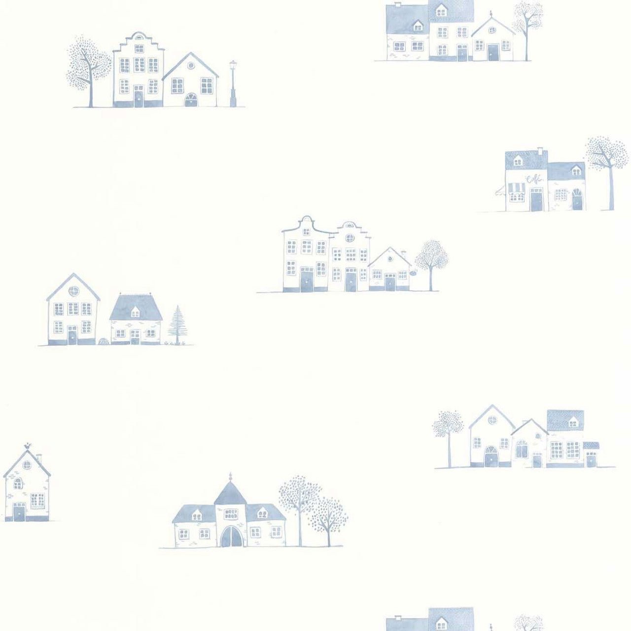 Walk In The Village Once Upon A Time Wallpaper - Bleu Doux - Casadeco - 200846611 - Premier Wallcovering