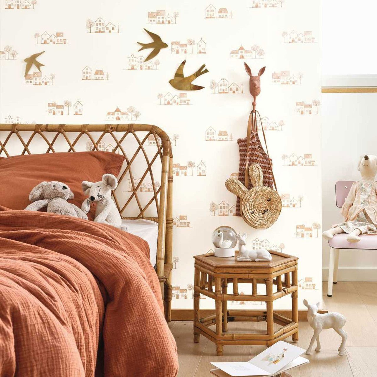 Walk In The Village Once Upon A Time Wallpaper - Brique - Casadeco - 200848303 - Premier Wallcovering