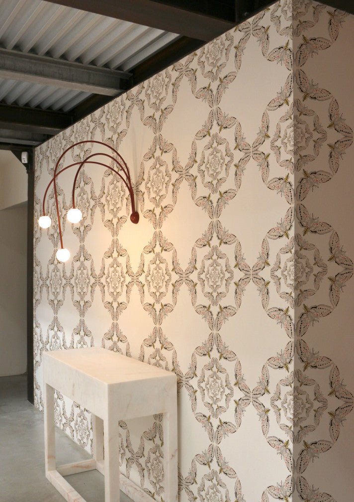 White Moth Circle Wallpaper - Original - Timorous Beasties - WM/MICA/01 - Premier Wallcovering