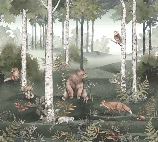 Wild Forest Mural Wallpaper - Multi - Boråstapeter - 6943 - Premier Wallcovering