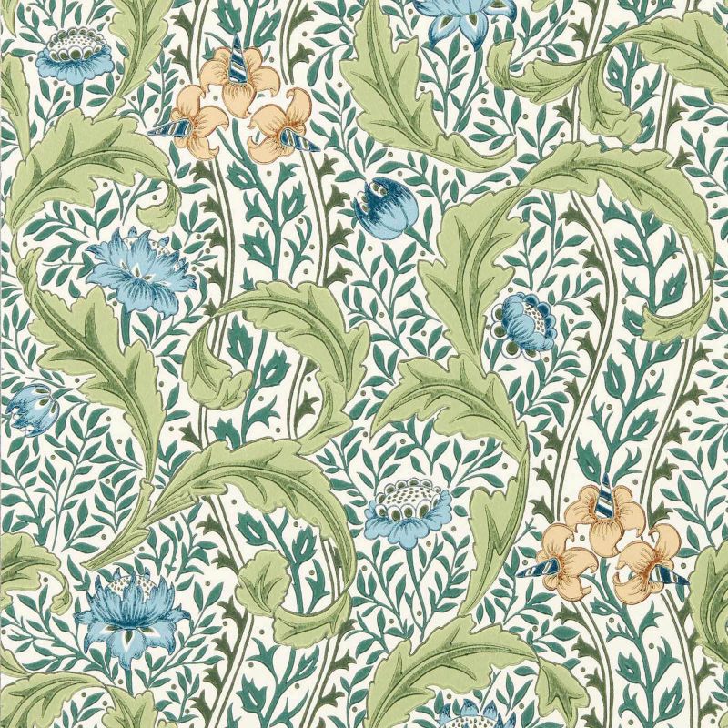 Wild Tulip & Vine Wallpaper - Nettle/Woad - Morris & Co - 217577 - Premier Wallcovering