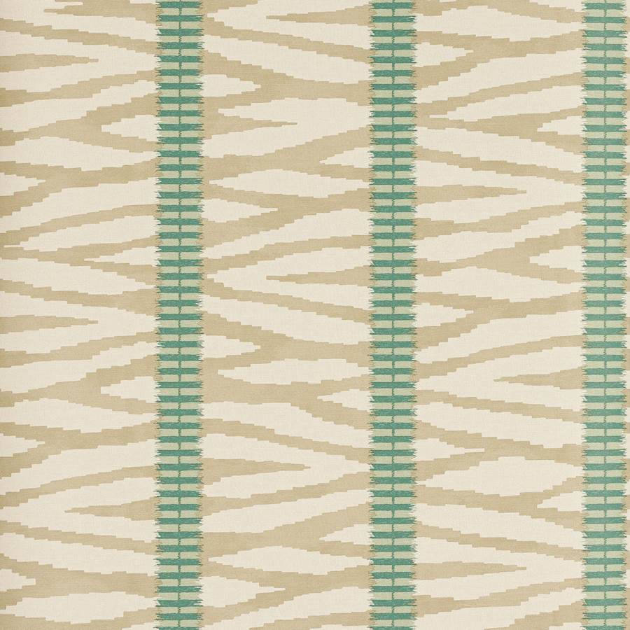 Wilder Wallpaper - Taupe/Aqua - J188W - 01 - Jane Churchill